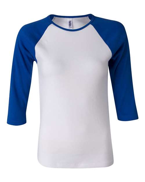 BELLA + CANVAS Women's 1x1 Baby Rib Raglan Three-Quarter Sleeve Tee