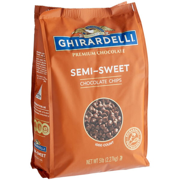 Ghirardelli Semi-Sweet Chocolate 1M Baking Chips 5 lb. - 2/Case