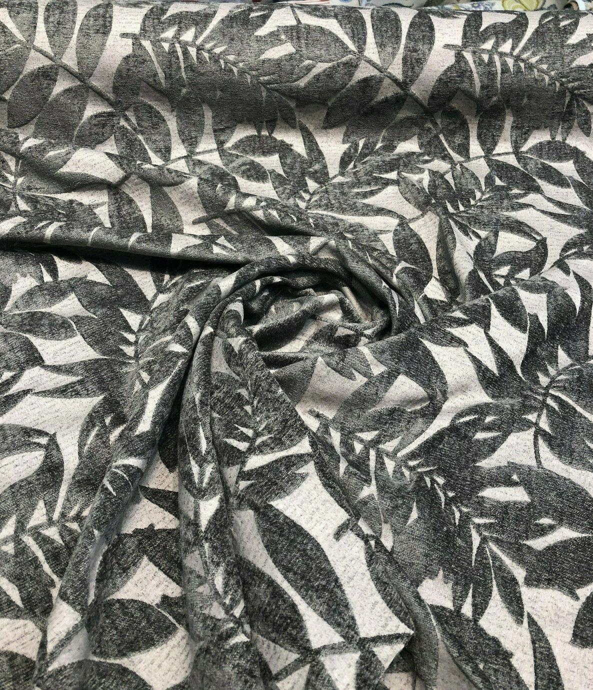Deer Trail Gray Chenille Fabric - Light And Dark Gray Rain Forest Pattern, 58" Width (1 Yard)