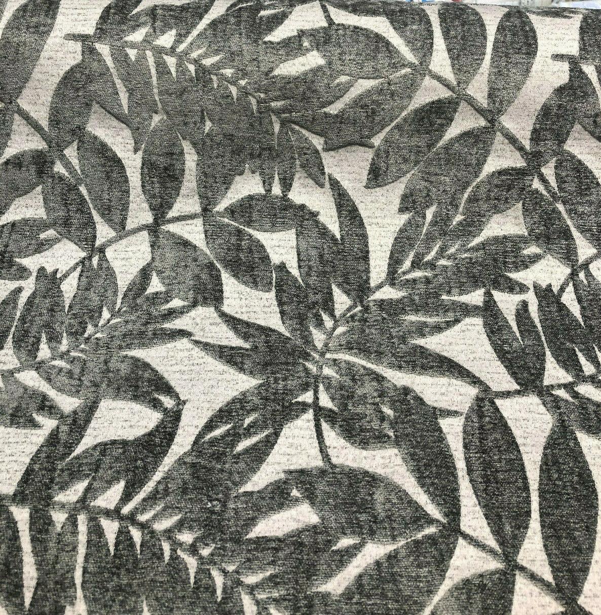 Deer Trail Gray Chenille Fabric - Light And Dark Gray Rain Forest Pattern, 58" Width (1 Yard)