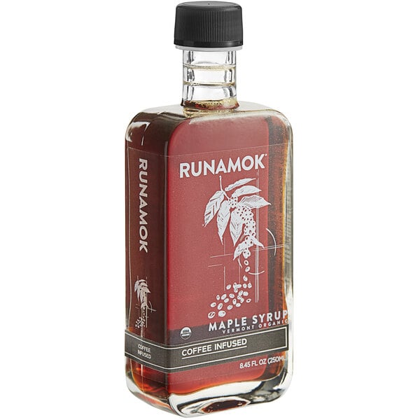 Runamok Grade A Dark Coffee-Infused Maple Syrup 8.45 fl. oz. (250mL) - 6/Case