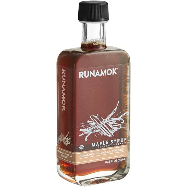 Runamok Grade A Amber Cinnamon and Vanilla-Infused Maple Syrup 8.45 fl. oz. (250mL) - 6/Case