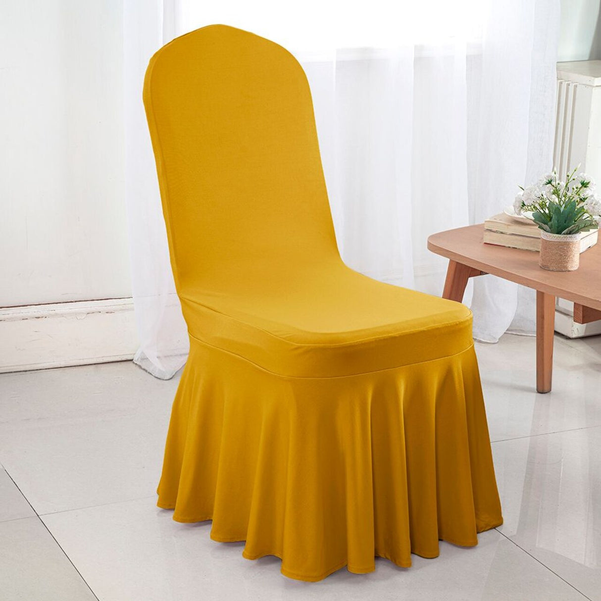 Spandex Banquet Skirt Chair Cover Gold Stretch Elegant Wedding Event Decor