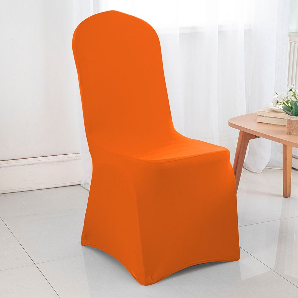 Orange Spandex Banquet Chair Cover with Stretch Fit for Vibrant Event Seating