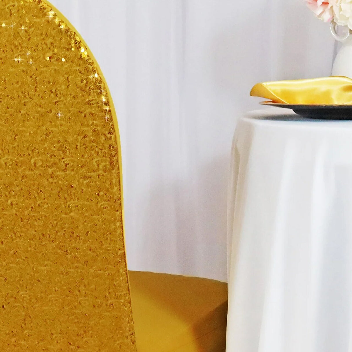 1 Piece Gold Sequin Spandex Chair Cover Stretch Fit for Banquet Events