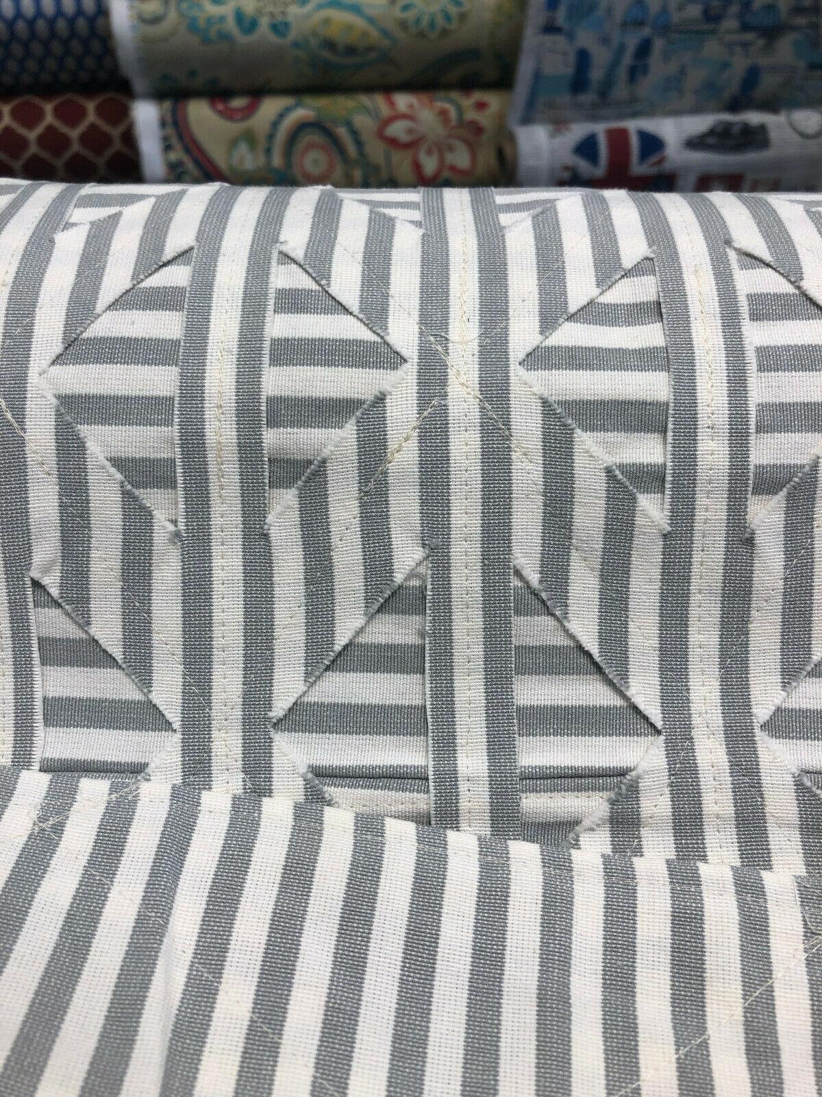 Fabricut Kaleidoscope 35 Linen Fabric - Pewter Embroidered Reversible, 54" Width (1 Yard)