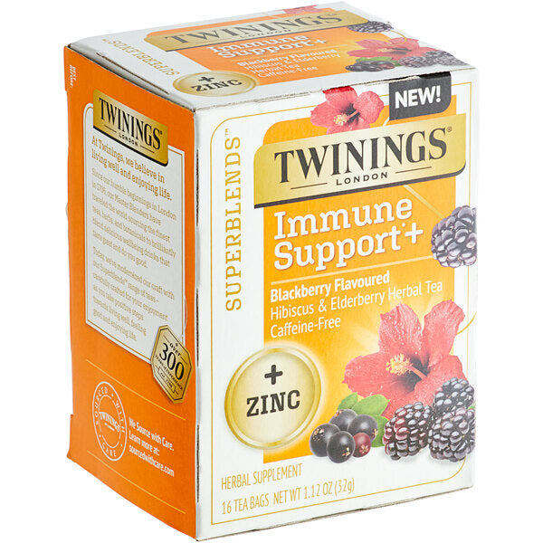 Twinings Superblends Immune Support+ Blackberry, Hibiscus, & Elderberry Herbal Tea Bags - 16/Box