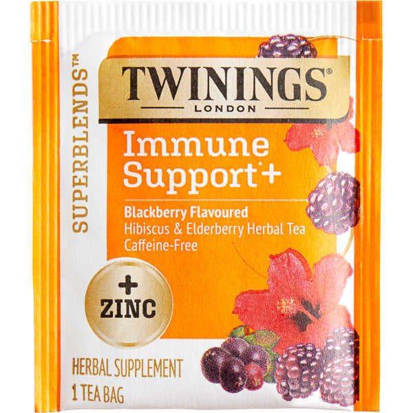 Twinings Superblends Immune Support+ Blackberry, Hibiscus, & Elderberry Herbal Tea Bags - 16/Box