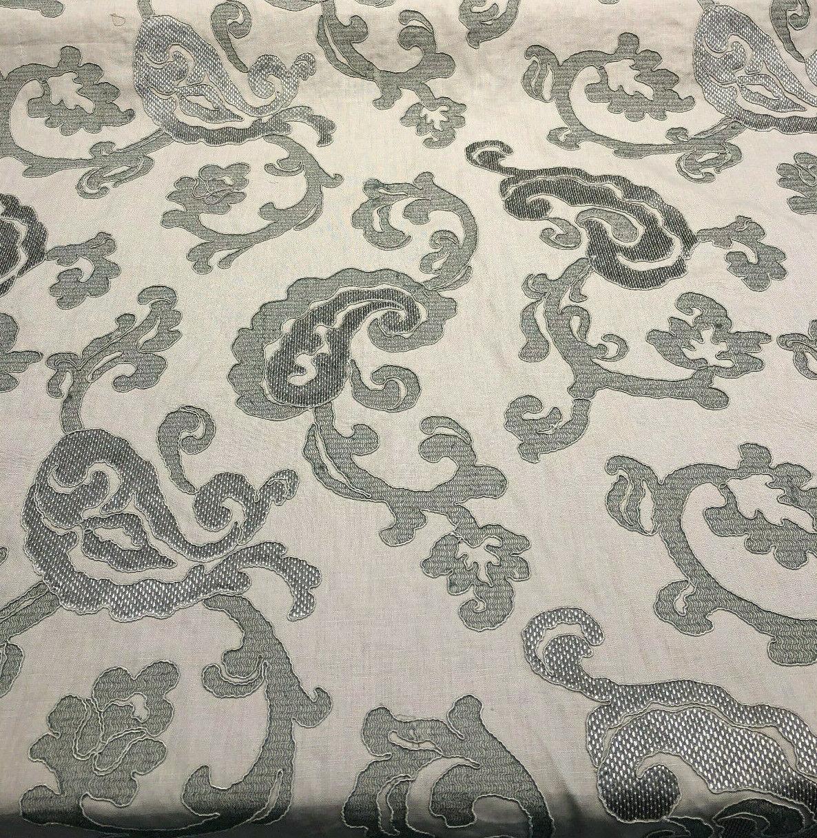Victoria Stingray Embroidered Linen Fabric - 100% Linen, 57" Width, 22.5" H Repeat, 28" V Repeat (1 Yard)