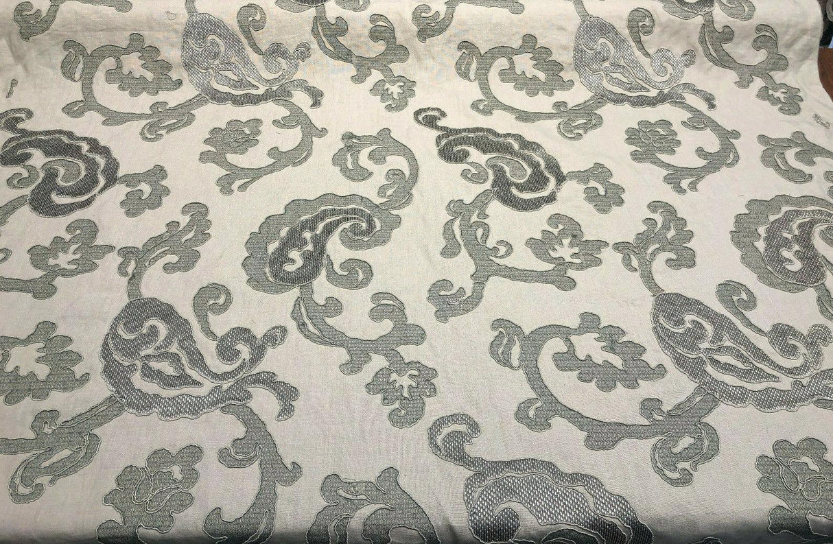 Victoria Stingray Embroidered Linen Fabric - 100% Linen, 57" Width, 22.5" H Repeat, 28" V Repeat (1 Yard)