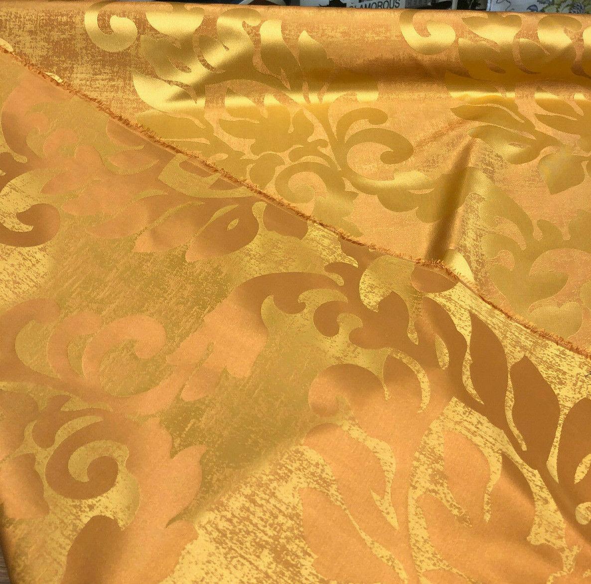 Equintes Orange Gold Jacobean Polyester Fabric - Orange Gold Reversible Jacobean Pattern, 56" Width (1 Yard)