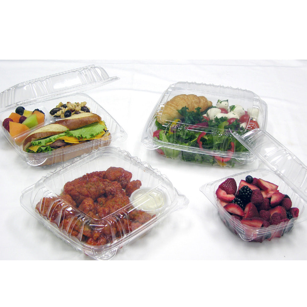 Clear Plastic Hinged Lid Container, 6" x 2" H, Case of 500