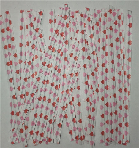 Hearts Paper Twist Ties - 100 Pack