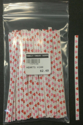 Hearts Paper Twist Ties - 100 Pack