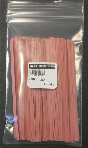 Pink Paper Twist Ties - 100 Pack
