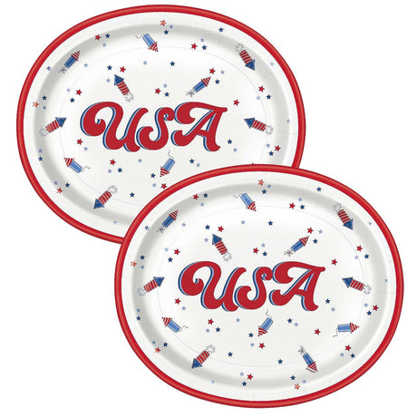 Patriotic USA Oval 12" Plates 8ct