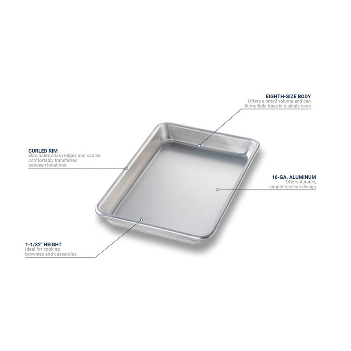 9" x 6" Eighth Size Sheet Pan 16 Gauge Aluminum Chicago Metallic