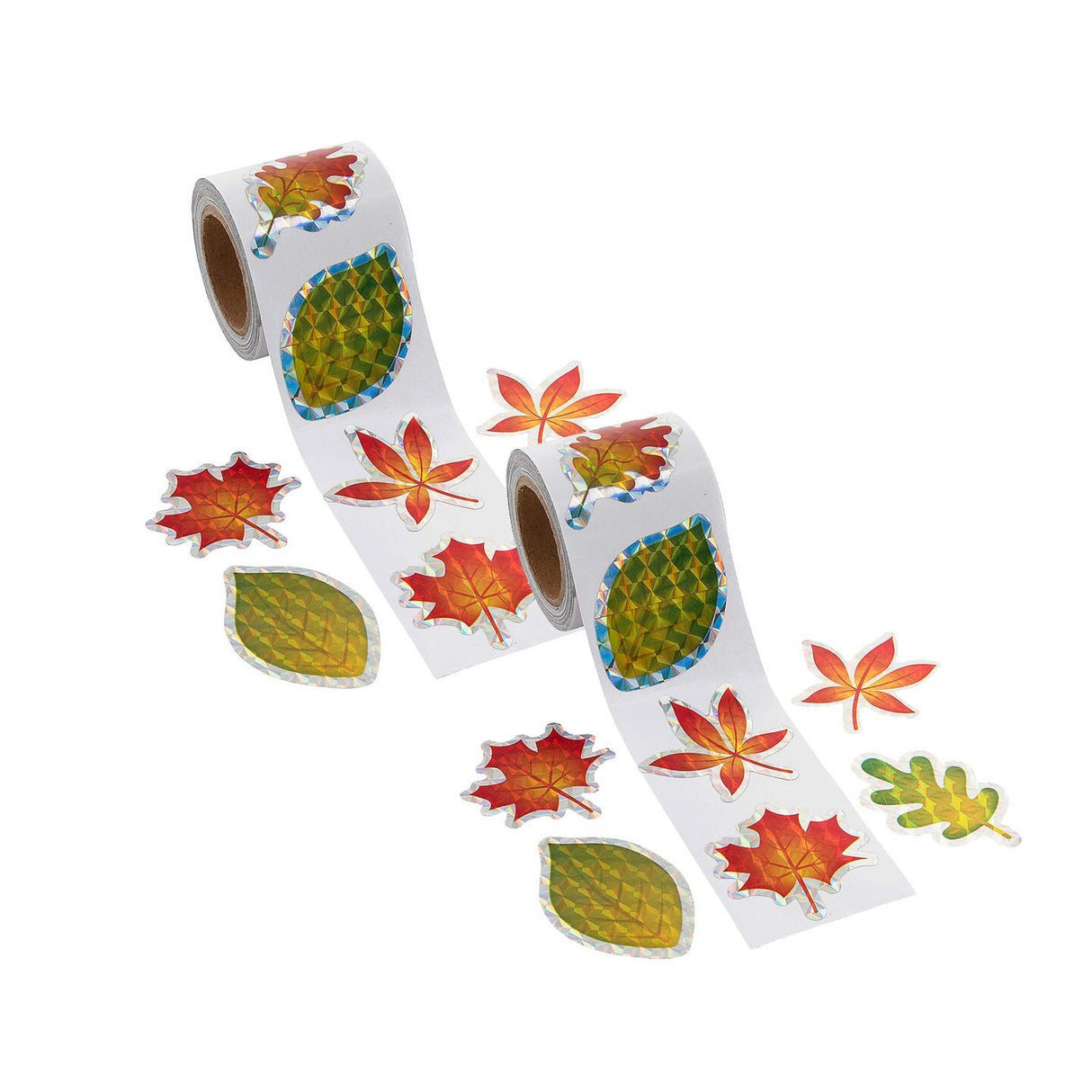 Fall Leaf Prism Sticker Roll 100 Pieces