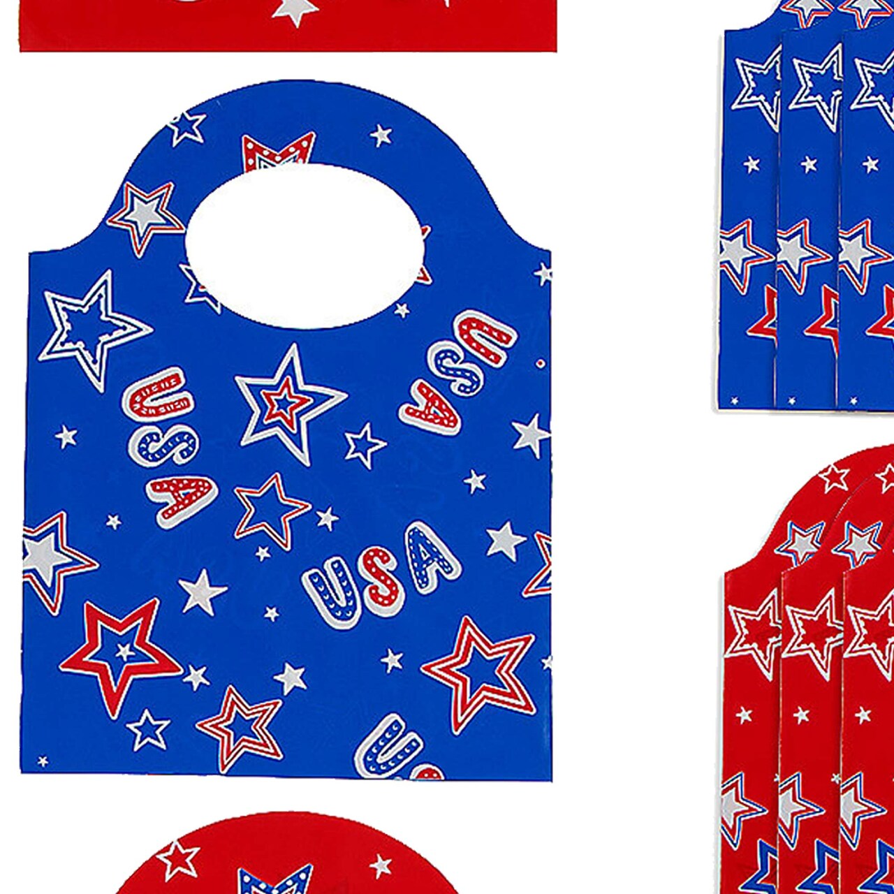 6 1/4" x 8 1/4" Patriotic Goody Bags with Handles Bulk 50 Pc.