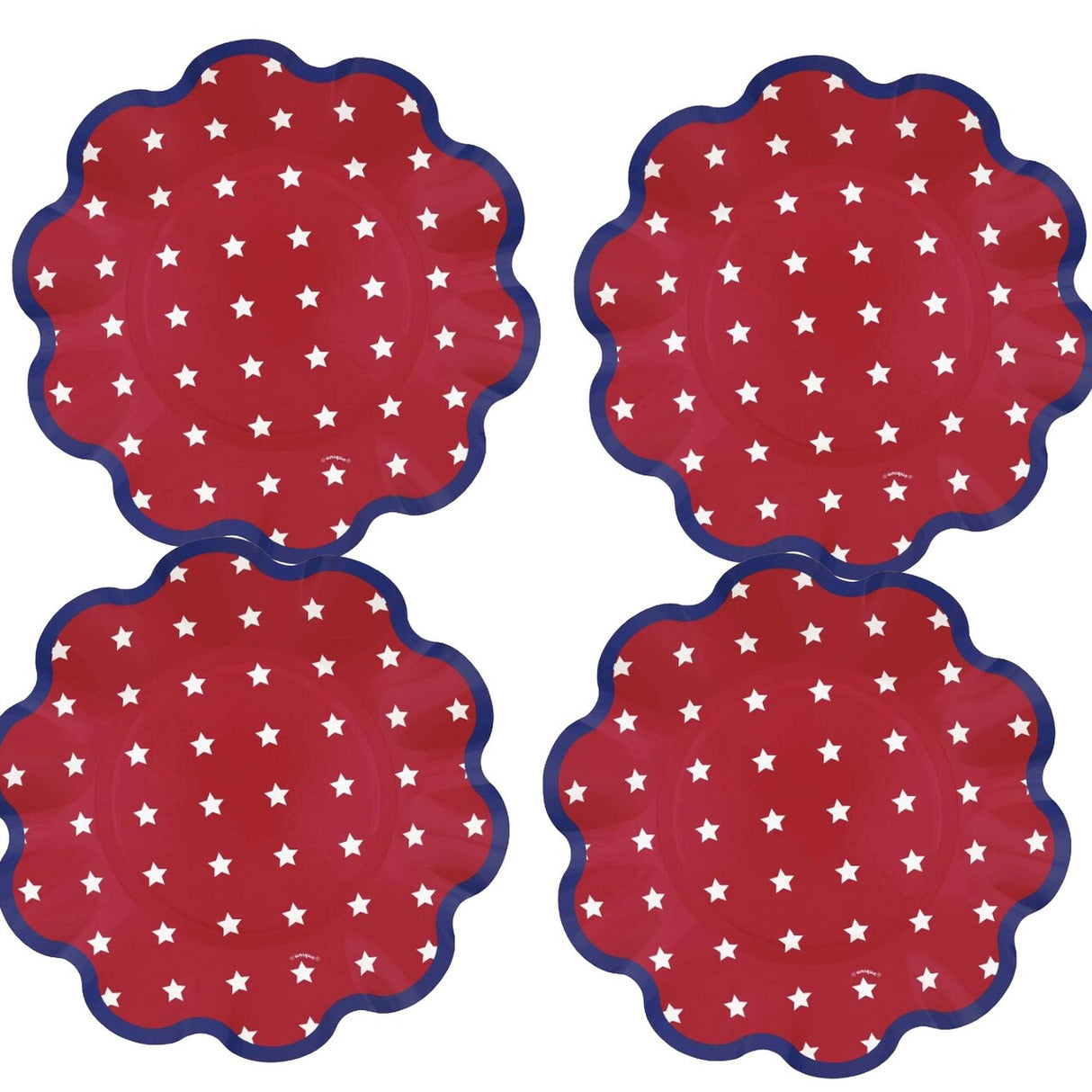 Peppy Patriotic Ruffled Edge Shaped Dessert Plate 8ct