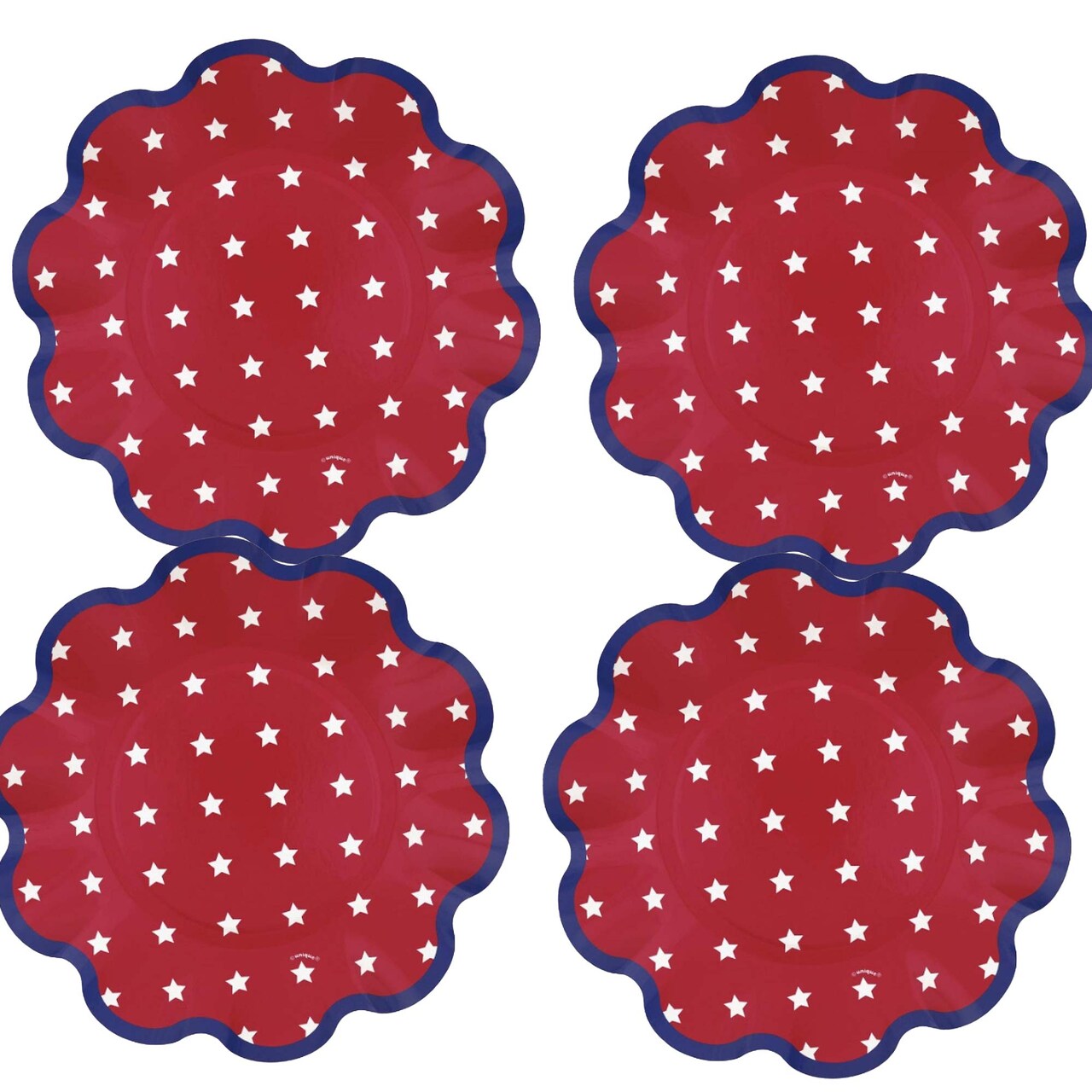 Peppy Patriotic Ruffled Edge Shaped Dessert Plate 8ct