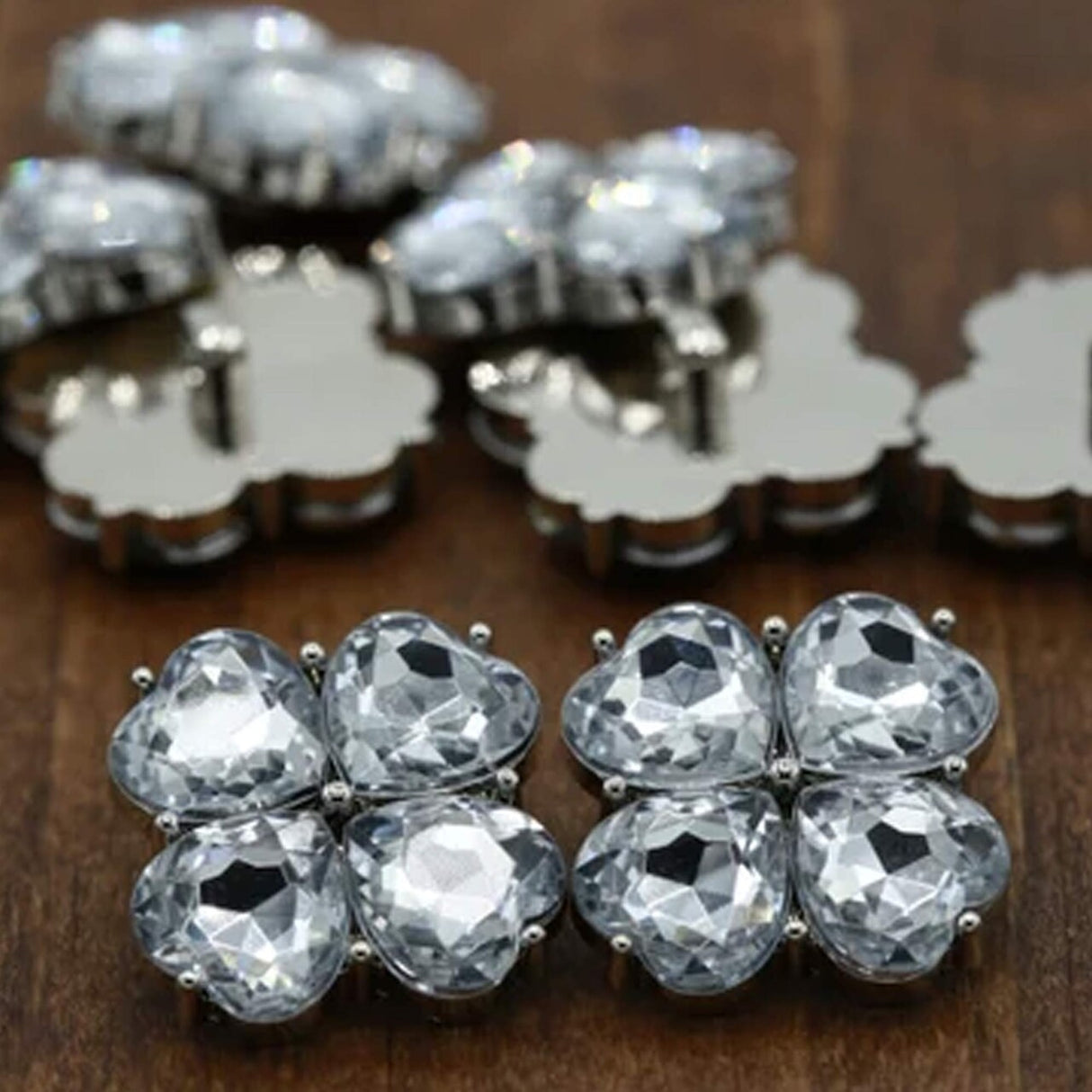 4 Pieces Clear Acrylic Flower Buttons 15/16 Inch