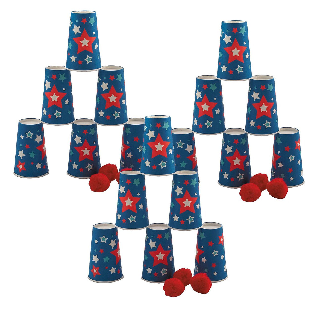 5 1/4" Patriotic Red, White & Blue Pom-Pom Bowling Game Set 9 Pc.