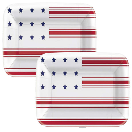 Peppy Patriotic 9" x 6" Rectangular Appetizer Plates 8ct