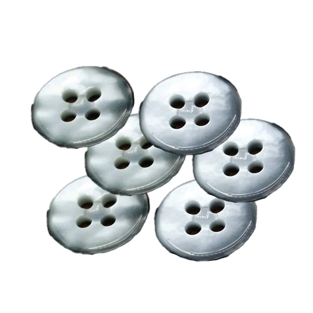 Gray Faux Shell Buttons 12pcs, 15mm 5/8", 4-Hole Luminous Center Sewing Buttons