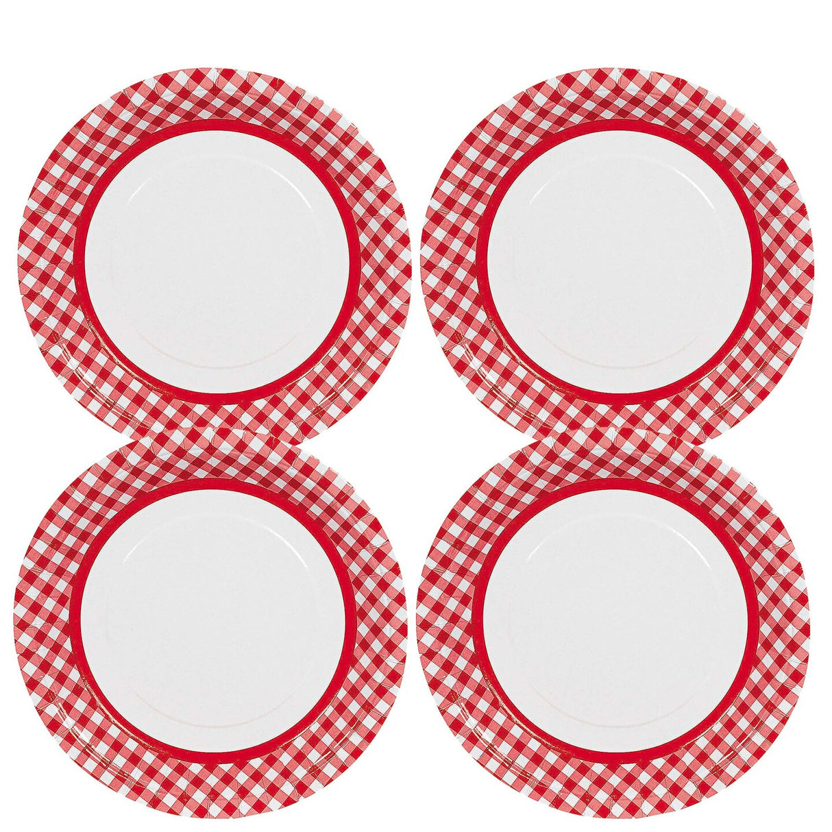 4th of July Red Gingham Paper Dinner Plates 24 Count