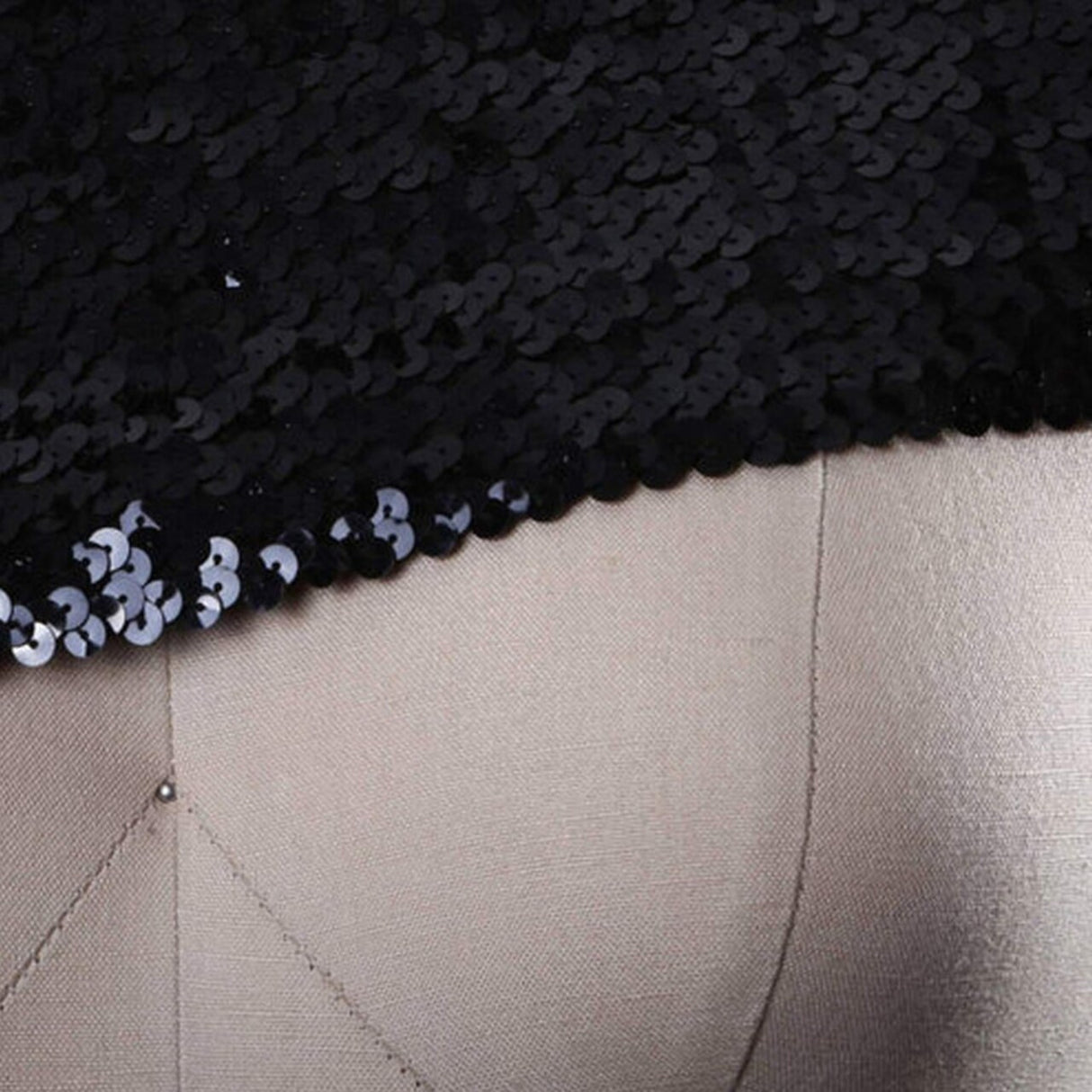 1 Yard 6" Black Stretch Sequin Ribbon Trim