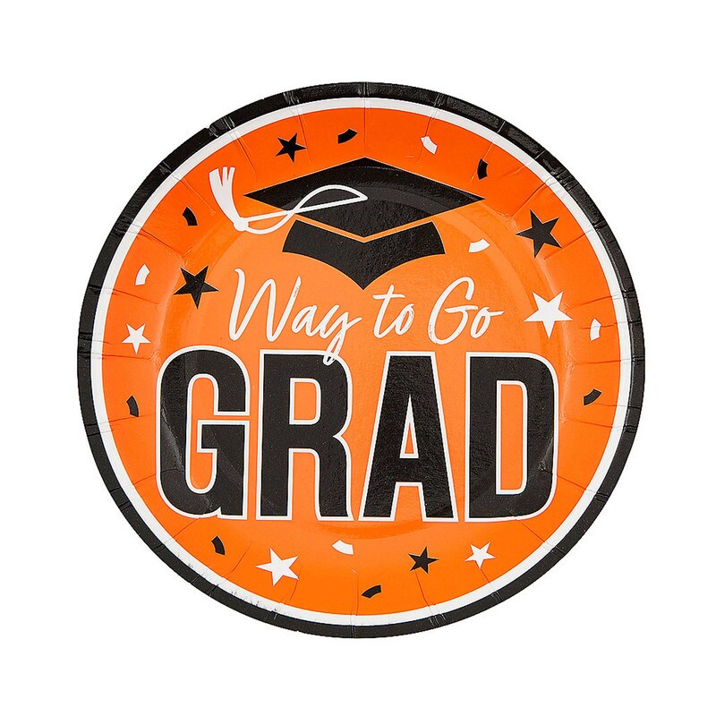 7 1/4" Purple "Way to Go Grad" Disposable Paper Dessert Plates 25 Count