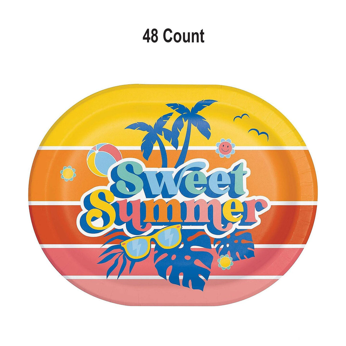9.25" x 12" 48 Count Summer Sunset Tropical Oval Party Platters