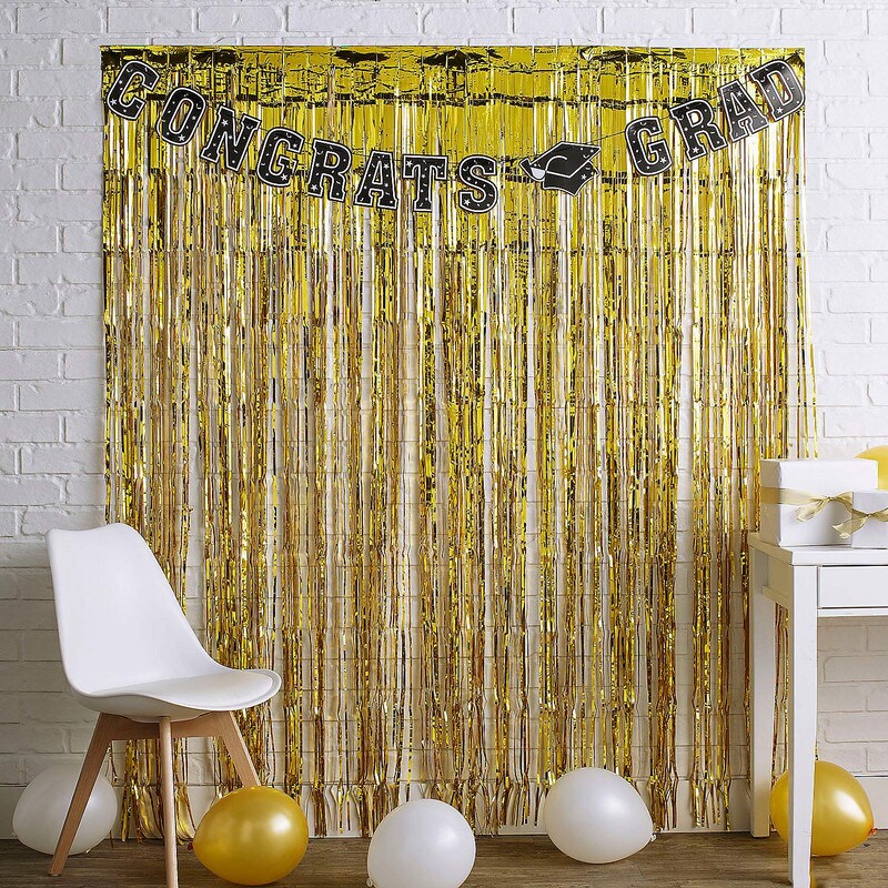 Graduation Party Congrats Grad Fringe Backdrop Kit 3 Piece