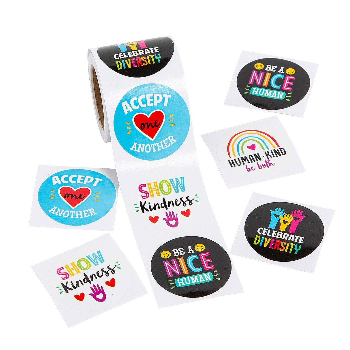 1 1/2" Humankind & Diversity Paper Sticker Roll 100 Pc
