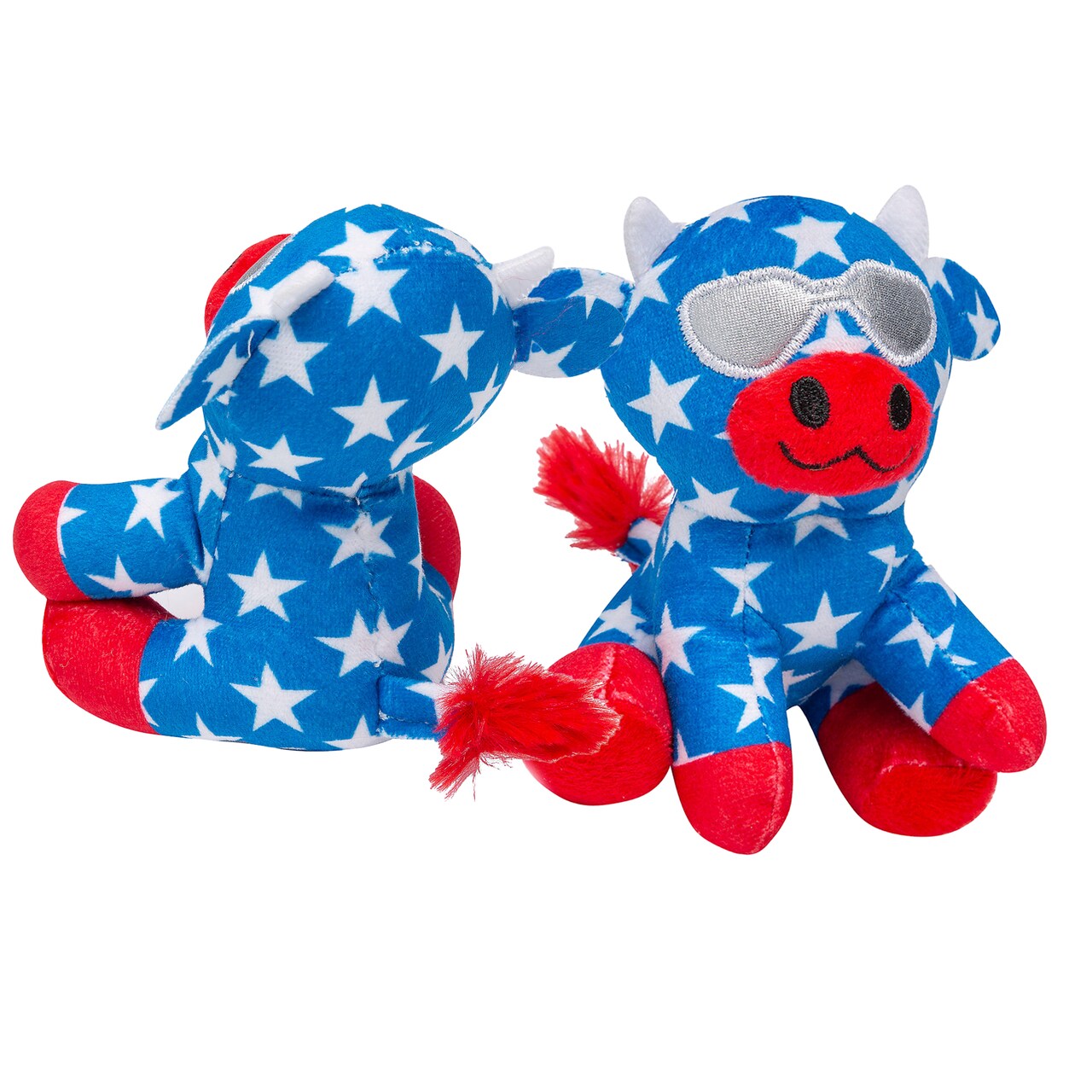 4 1/2" x 4 1/4" Patriotic Stuffed Cows with Sunglasses 12 Pieces