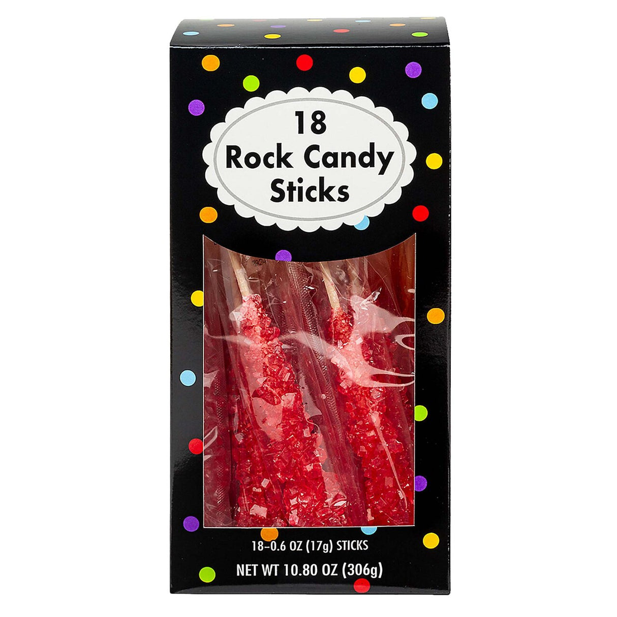 8" 10.8 oz. Bright Red Rock Candy Sticks 18 Pieces