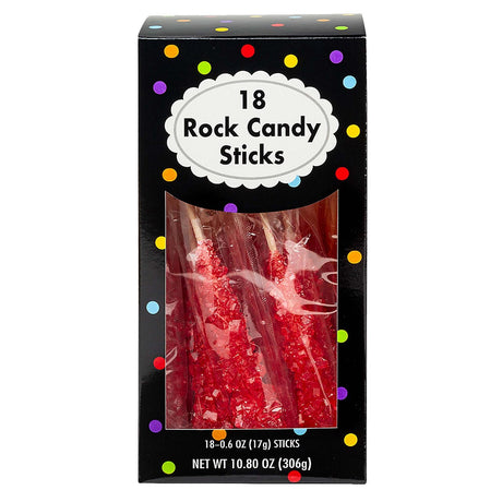8" 10.8 oz. Bright Red Rock Candy Sticks 18 Pieces
