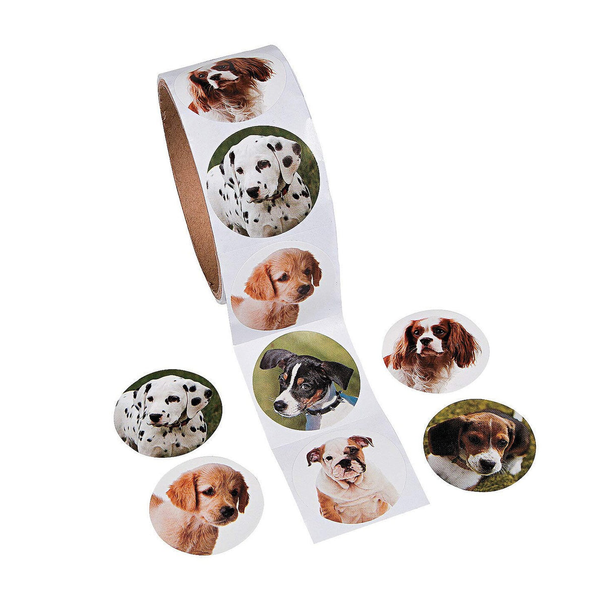 1 1/2" Realistic Dog Photo Paper Sticker Roll 100 Pc