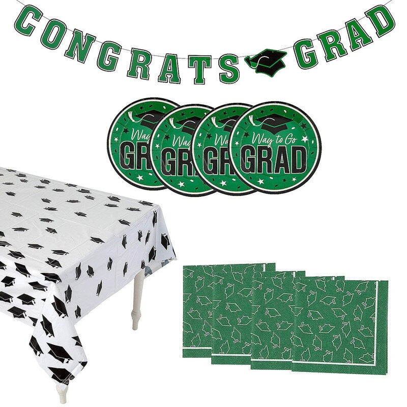 102 Pieces Graduation Party Solid Color Dessert Disposable Tableware Kit for 50 Guests