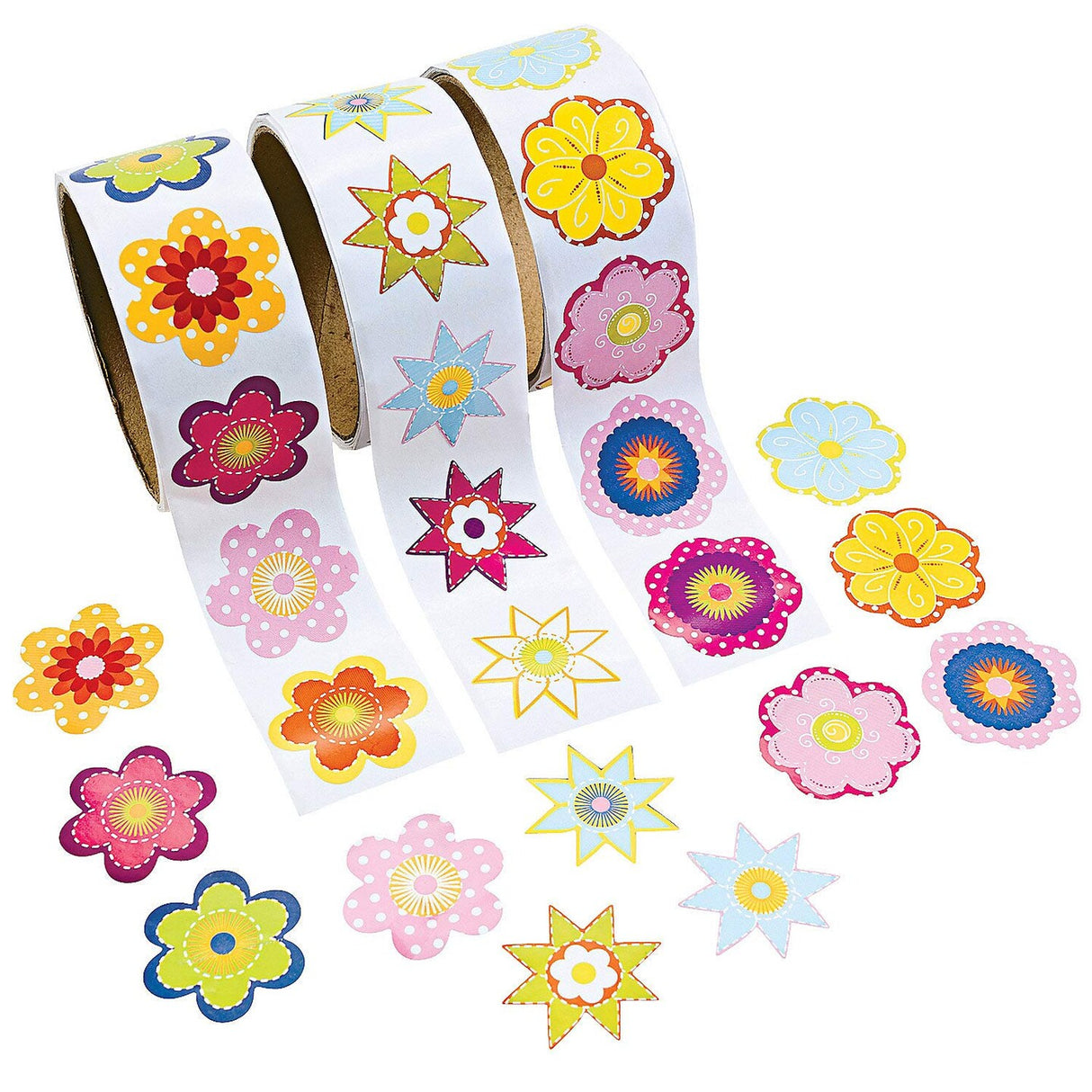 1 1/2" Bulk Flower Paper Rolls of Stickers Assortment 300 Pc