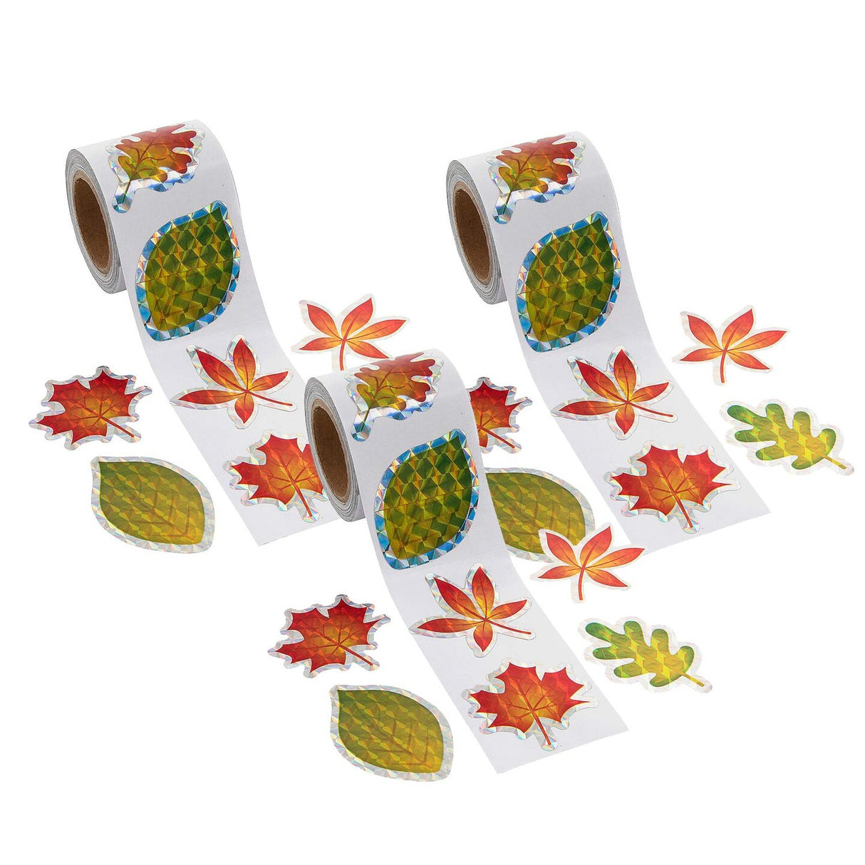 Fall Leaf Prism Sticker Roll 100 Pieces
