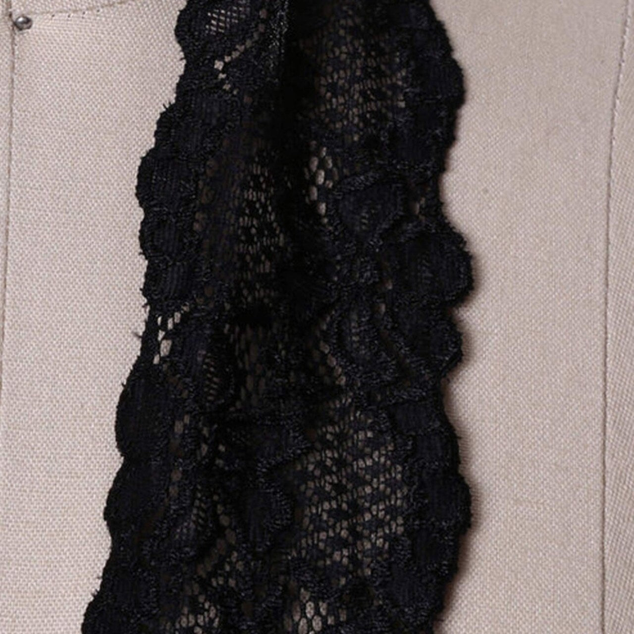 2 Yards Black Stretch Lace Trim 2.5" Wide Floral Elastic for Lingerie, Bralettes & Sewing Crafts