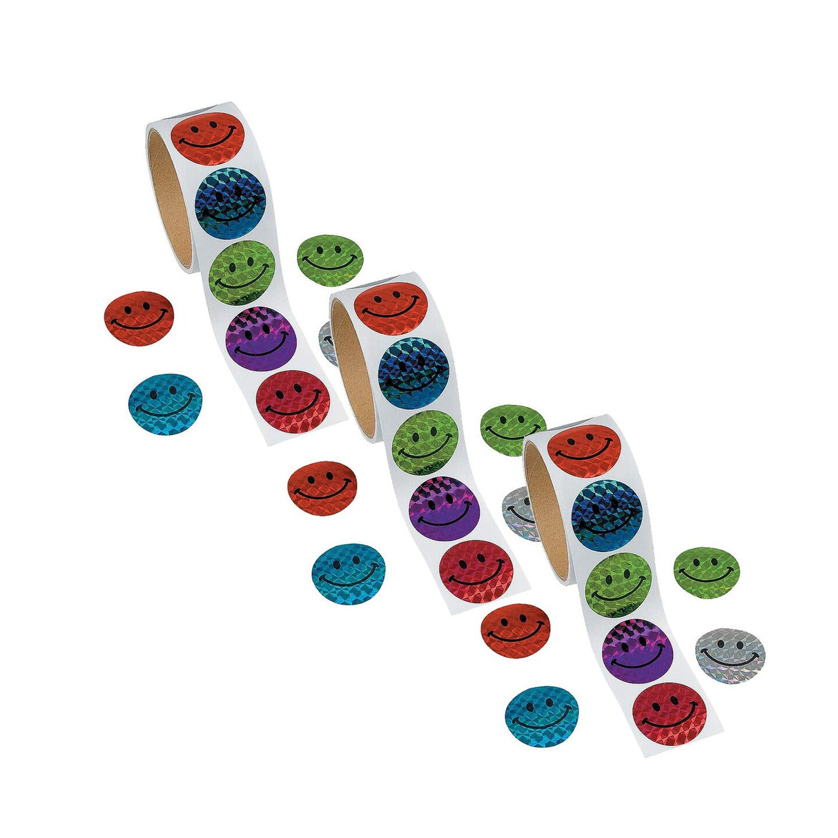 Prismatic Smile Face Multicolor Paper Sticker Roll 100 Pieces