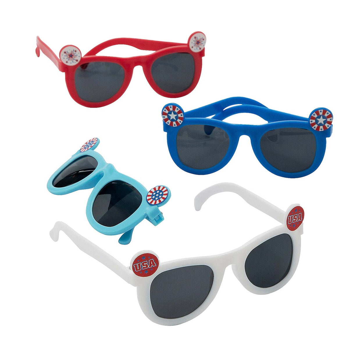 5" Kids Patriotic Fun Red, White & Blue Icon Sunglasses 12 Pc.