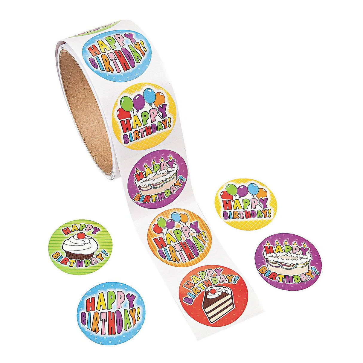 Multicolor Happy Birthday Sticker Roll 100 Pieces