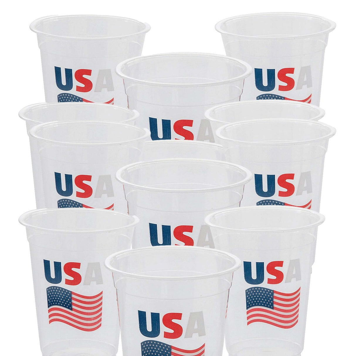 4 1/2" 16 oz. Patriotic USA Flag Disposable Plastic Cups Bulk 50 Ct.