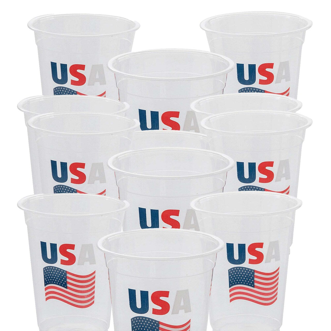 4 1/2" 16 oz. Patriotic USA Flag Disposable Plastic Cups Bulk 50 Ct.
