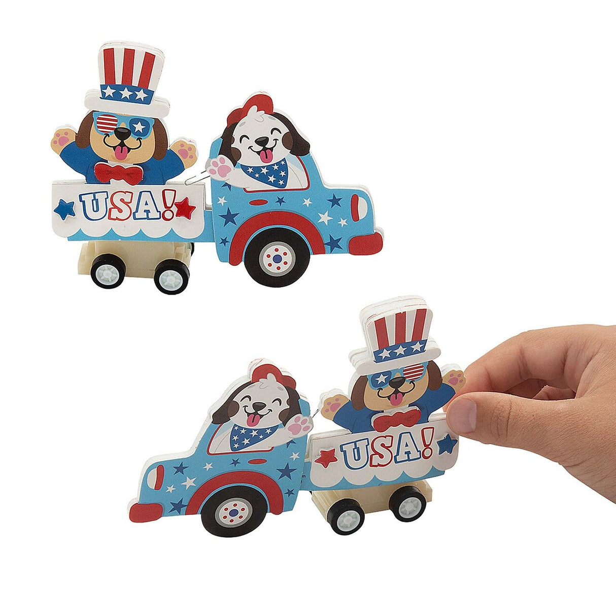 4 1/2" x 3 1/4" 4th of July Parade Float Pull-Back Craft Kit Makes 12