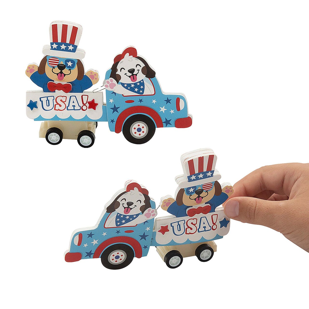 4 1/2" x 3 1/4" 4th of July Parade Float Pull-Back Craft Kit Makes 12